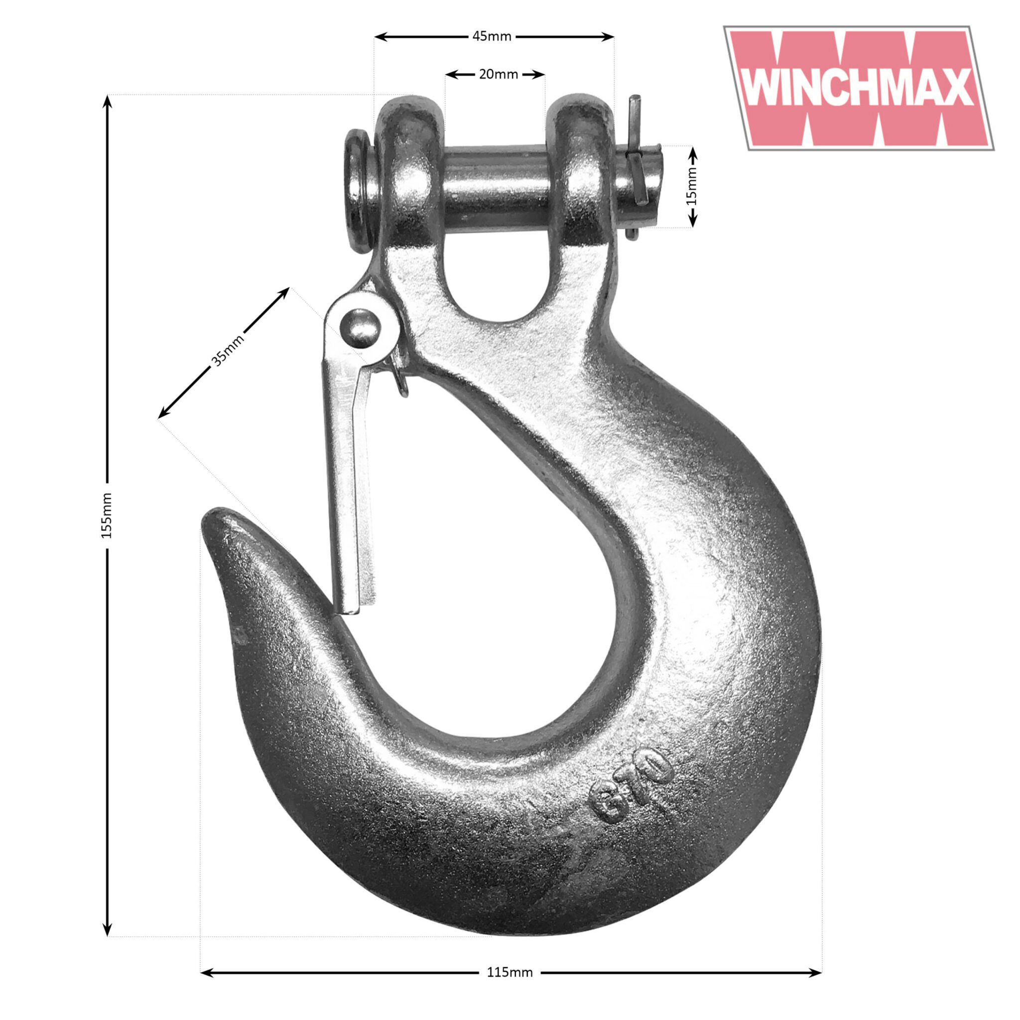 Wire Rope 26m x 12mm, Hole Fix. 1/2 Inch Clevis Hook. For winches up to ...