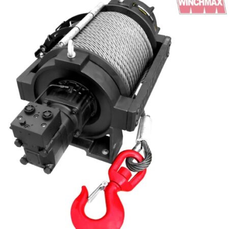 45,000lb (20,411kg) Hydraulic Recovery Winch, HGV/Industrial/Commercial, Long Drum, Steel Rope & Swivel Hook.