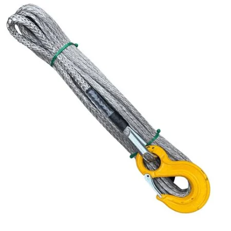 Synthetic winch rope, 5mm x 15m - tapered and Fused at the drum end with a soft eye with competition hook