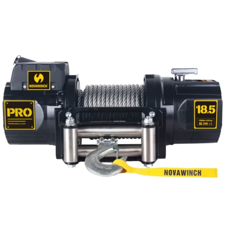 Novawinch 18,500lb 24V Electric Winch with Wire Rope, Wired Remote & Roller Tensioner