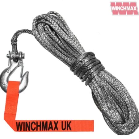 Dyneema Synthetic Winch Rope 15m x 6mm with 1/4 Inch Clevis Hook