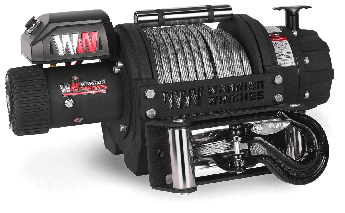 Warrior T1000 25000lb Severe-Duty 12V Electric Winch – Steel Cable